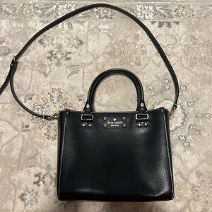 Kate Spade New York Wellesley Quinn Black Leather Satchel with Silver Hardware